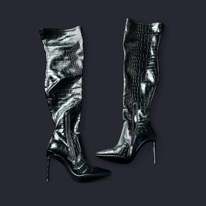 Steve Madden Black over the knee stiletto high heel boots #kneehighboots   6